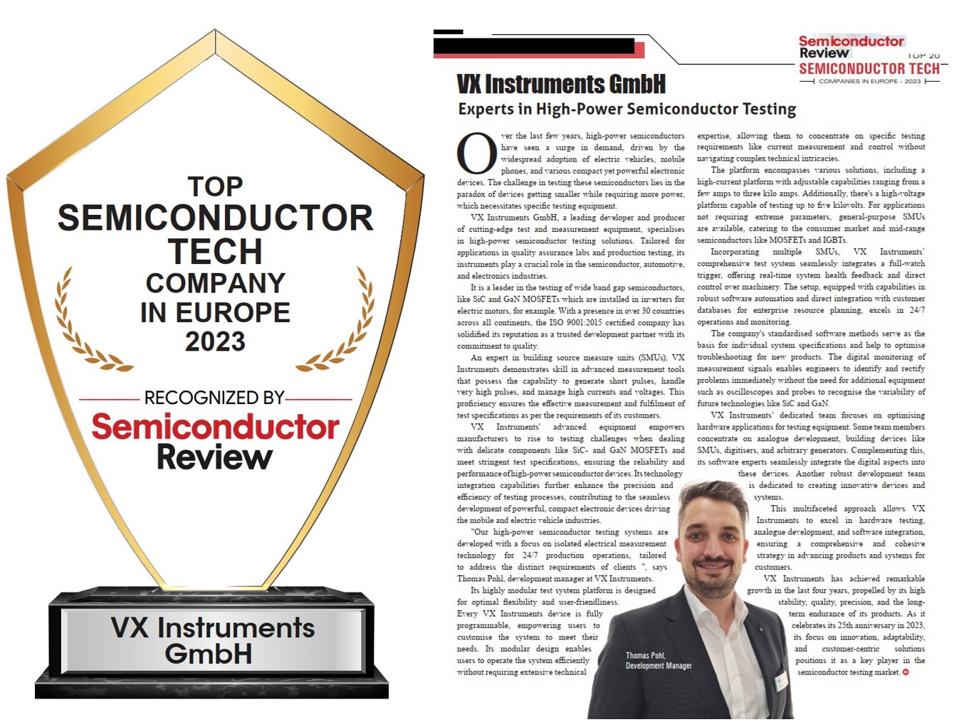 Award TOP 20 Semiconductor Company VX Instruments